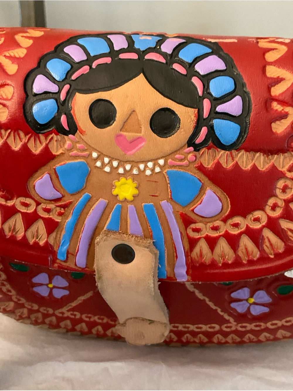 Frida Kahlo Hand Tooled Leather Purse Handmade  in Mexico - Picture 2 of 9